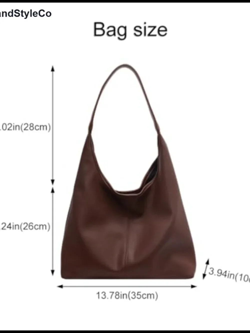 Slouchy Hobo Tote Bag Soft PU Leather Shoulder Purse 2pc Work Everyday Handbag